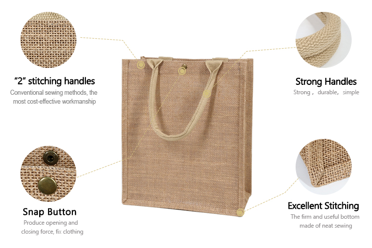 Perso<i></i>nalized Private Label Pattern Printing Shopping Carry Natural Brown Jute Tote Bag For Gifts