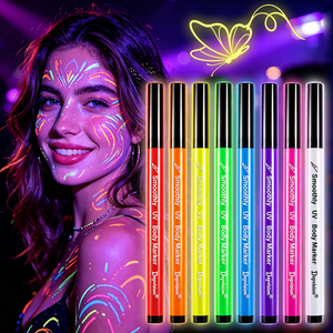 Marqueur corporel néon à pinceau flexible, qualité cosmétique, non toxique, lavable, couleurs vives longue durée, sans cruauté animale, stylo de <span class=keywords><strong>peinture</strong></span> pour le <span class=keywords><strong>visage</strong></span> OEM - Product Image 1