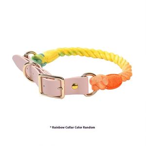 Venta al por mayor de cuero PU cuerda tejida colorido logotipo personalizado <span class=keywords><strong>collar</strong></span> de perro y correa conjunto - Product Image 6