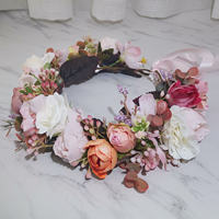 Bandeau de fleurs couronne de cheveux couronne florale casque avec ruban mariage Festival fête coiffure bandeau de cheveux