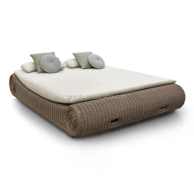 Nuovo design esterno mobili da giardino doppio dormeuse rattan sole letto