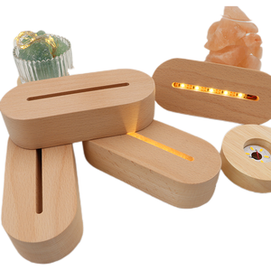 Base de lampe en bois acrylique 3D avec lumière intelligente <span class=keywords><strong>LED</strong></span> pour la maison enfants fêtes d'anniversaire décor de la Saint-Valentin chambre table de chevet - Product Image 1