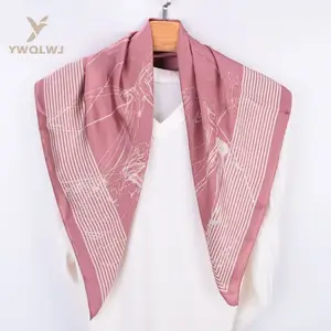 top sale super quality 70*70 nice printing silk like scarfl Malaysia hijab headband 2020