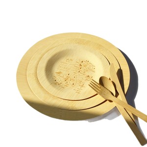 Disposable Bamboo Plates With Map Design Round Square For Party Biodegradable Cutlery Set 1.5Mm Thickness - Product Image 5