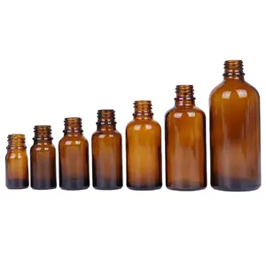 Muiltple size glass medicine bottle clear amber with screw lid bottles
