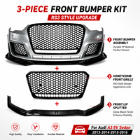 Kit de remplacement de pare-chocs avant de voiture, style RS3, calandre nid d'abeille, spoiler avant pour Audi A3 8V berline 2013 2014 2015 2016