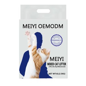 BSCI Fabricación Precio más bajo 6L Arena para gatos mixta Aromas personalizadas y Color Bentonita Tofu Arena para gatos Planta fácil de limpiar Arena para gatos - Product Image 1