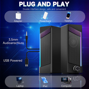 Altavoz RGB <span class=keywords><strong>2</strong></span>,0, altavoces estéreo para juegos de ordenador, bajo, alimentado por USB, altavoz para juegos de escritorio, barra de sonido para PC - Product Image 2