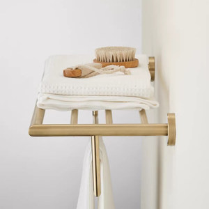 Porte-serviettes mural en acier inoxydable doré pour salle de bain, barre à serviettes simple couche - Product Image 1