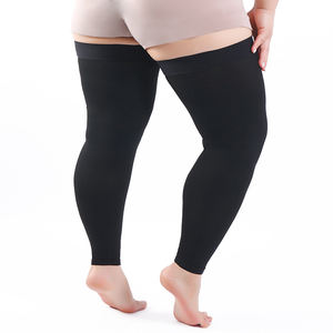 Medias de Compresión de Nylon hasta el Muslo, sin Pie, para Mujer, Tallas Grandes, Anti Varices y Edema, Graduadas de 20-30 mmHg, Color Negro Personalizado - Product Image 1