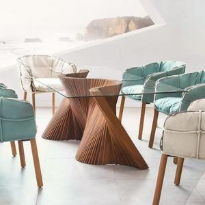 Nhà Máy Châu Âu Cung Cấp Óc Chó Gỗ Rắn Hình Quạt Trong Nhà Bằng Gỗ Vòng Hình Thủy Tinh Hàng Đầu Ăn Dài Bảng - Product Image 1