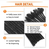 Extensions de dreadlocks 100% cheveux humains, faites à la main, extensions de locs permanentes, cheveux humains afro crépus pour hommes et femmes, teintables