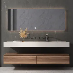 现代木制浴室柜烧结石梳妆台台面豪华浴室家具组合