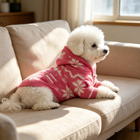 Pull à capuche confortable et luxueux pour chien, tricoté flocon de neige, doublure polaire, vêtements d'hiver pour animaux de compagnie