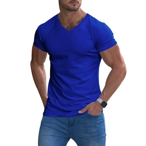 T-shirt da uomo con Logo personalizzato estivo Slim Fit con scollo a V Casual Top t-shirt traspiranti Top Basic Streetwear - Product Image 4