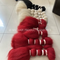 Extensions de cheveux 100% en poil de yak, couleur rouge teintée, 10''-20''