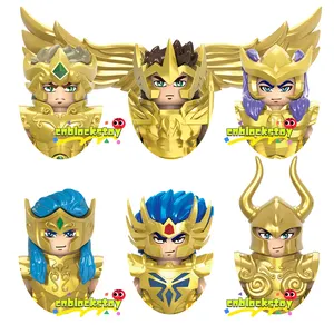 Saint Seiyat Twelve Constellations Leo Aiolia Scorpio Milo Cartoon Anime Character Building Block Figure Plastic Toy CQ11~CQ16