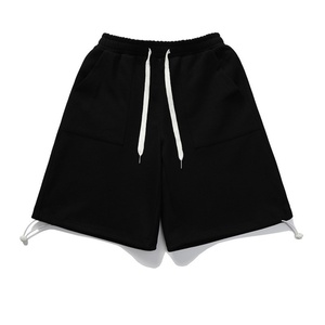 Custom Men's Summer Shorts Breathable Black Sport Clothing Relaxed Fit <b>Knee</b> Length Made Cotton Terry Casual Style Running Solid - Product Image 1