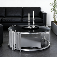 Table basse ronde en verre trempé multifonctionnelle à double étage, tendance 2025, écologique
