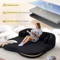 Sofá Cama Plegable 2 en 1 Moderno, Portátil, Suave, de 70 Pulgadas, Convertible, Comprimido, con 4 Almohadas, para Sala de Estar