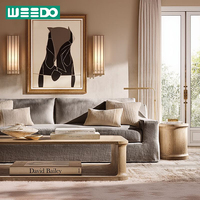 Juego de Sofás Chesterfield Modernos de Lujo Ligero para Villa, Estructura de Madera Maciza, Sofá Cama Modular, Tapicería de Lino con Esponja Acolchada, Cómodo