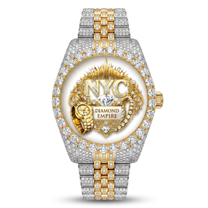 Reloj de Lujo Diamond Empire Personalizable Unisex de Acero Inoxidable con Detalles de Moissanita, Esfera Cuadrada de Cristal, Mecánico Analógico - Product Image 1