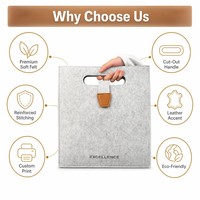 Sac fourre-tout en feutre avec logo personnalisé en relief et boucle en cuir PU, robuste et portable, idéal pour les affaires et le shopping – Fournisseur d'usine