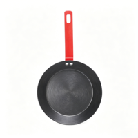 Wajan Penggorengan Baja Karbon Anti Lengket Desain Modern 24cm, Dapat Disesuaikan, Nitrided Tanpa Lapisan, Cocok untuk Kompor Gas dan Induksi, Aman untuk Oven, Berbahan Logam