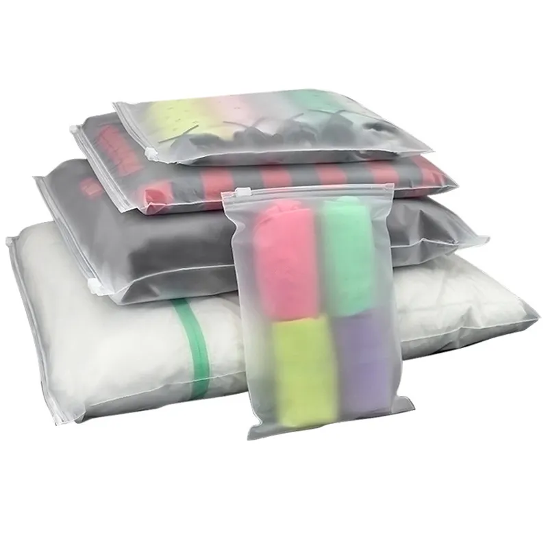 clothes sock t shirt garment storage EVA/PVC/PE/CPE packaging bag custom color logo zipper slider mylar