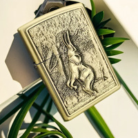 Briquet à chérone coupe-vent en alliage de zinc, avec roue d'allumage en métal gravé, style rétro, pour homme, cadeau, design audacieux