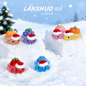 Lanshuo Resin Fruit Turtle Christmas <b>Hat</b> DIY Ornament Decor Blind <b>Box</b> Craft Model Kit For Desktop Decoration - Product Image 2