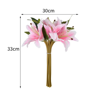 Ramo de Lirios Artificiales, 14 Cabezas, Flores de Seda Blancas y Rosas, Decoración para Bodas y Hogar, 50 cm de Alto, Duraderas, Hechas a Mano - Product Image 5