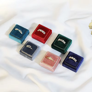 Wholesale Factory Premium Blue Velvet Modern Envelope Closure Ring <b>Box</b> Custom Logo Luxurious Square Jewelry <b>Box</b> Engagement - Product Image 6