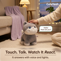 Peluche interactive électronique Montessori en forme de chaton, jouet doux pour enfants, filles et garçons, chambre, crèche, maison