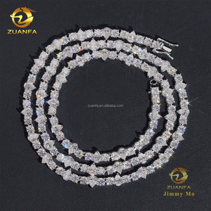 Nieuw ontwerp unieke elegante stijl klauwsetting 4mm omgekeerde 925 massief zilver rhodium plated VVS <span class=keywords><strong>Moissanite</strong></span> peer tennis ketting - Product Image 5