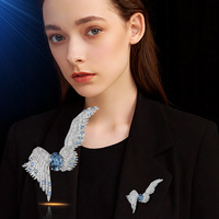 Luxueux Creative Aile Saphir Broche Nouveau Modèle Cuivre Accessoire pour Costume Polyvalent Tendance Personnalité Aile Broche