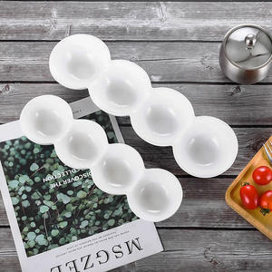 Plato de salsa rectangular de <span class=keywords><strong>12</strong></span>/14 pulgadas, platillo de salsa de cuatro rejillas dividido en 4 platos de <span class=keywords><strong>tapas</strong></span> de porcelana blanca de cerámica para Hotel - Product Image 3