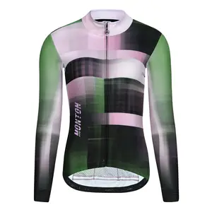 MONTON OEM Team Design Women's Long Sleeve Thermal Cycling Jersey Full Customized Bike Apparel For Club Race