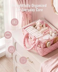 Panier de rangement pour couches de bébé OEM, organisateur de chambre d'enfant, panier de voyage pour les essentiels du nouveau-né, panier pour couches et lingettes pour bébé - Product Image 3