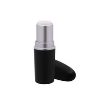 Tube de rouge à lèvres vide en plastique, finition noir mat avec bord argenté, anti-déversement, sérigraphie, capuchon à vis, pour cosmétiques