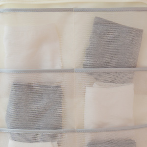 <b>Hanging</b> Lingerie Storage Bag Beige Mesh Organizer For Bra And Panty <b>Wardrobe</b> Closet Hook Type Rectangle Shape Polyester Fabric - Product Image 5