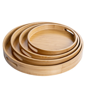Round bamboo and wood <b>tray</b> with simple pattern, suitable for home use, bread and fruit, hotel, European style, <b>tea</b> <b>tray</b>, and - Product Image 5
