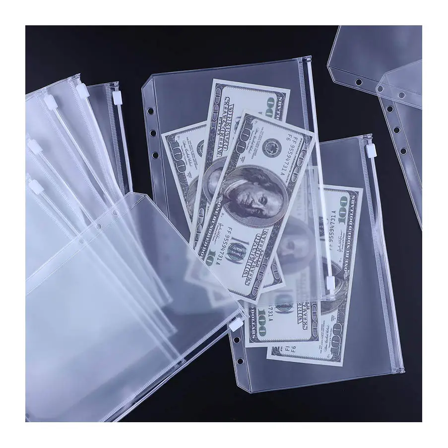 A6 Binder Pockets Wasserdichte Cash Budget-Umschläge Klare PVC-Binder-Umschläge Reiß verschluss Laminierte Umschläge für die Bargeld füllung