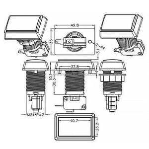 33*50 mét hình chữ nhật bevel Edge LED Push Buttons cho Arcade trò chơi máy momentary đồng xu nhựa Pusher cho pcba Hội Đồng Quản trị trò chơi - Product Image 6