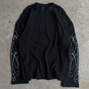 T-shirt a manica lunga personalizzata Yingling con stampa Ram Hem Emotion, in <span class=keywords><strong>maglia</strong></span> waffle, all'ingrosso, streetwear unisex, vestibilità ampia, da uomo - Product Image 5
