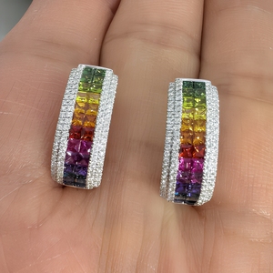 Pendientes de Aro Minimalistas de Arcoíris para Mujer, Aretes Coloridos para Uso Diario, Joyería de Ramdut Impex - Product Image 3