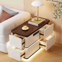 Nouvelle Armoire d'Appoint Haut de Gamme Luxe Léger 2026 à 4 Tiroirs en Bois Massif avec Recharge Sans Fil Intelligente Multifonctionnelle pour Coin/Salon