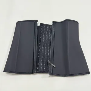Corsé de entrenador de cintura negro para <span class=keywords><strong>mujer</strong></span>, cinturón Ceñidor de látex adelgazante con ganchos, cremallera, recortador de barriga firme, <span class=keywords><strong>faja</strong></span> moldeadora diaria - Product Image 3
