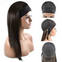 Perruques à bandeaux en cheveux humains de qualité supérieure, vente en gros, perruques noires lisses et naturelles à prix abordable avec bandeau