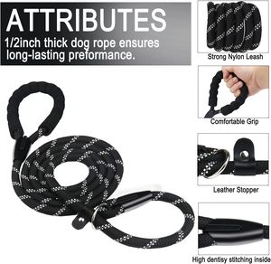 Tali anjing nilon reflektif kustom untuk pegangan nyaman besar dapat disesuaikan & tahan lama antigigit tahan gigitan tali latihan berjalan - Product Image 3